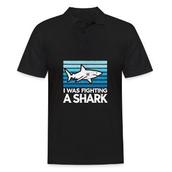 Ich kämpfte gegen einen Hai Lustige Verletzung Witz Sarkasmus - Männer Poloshirt - Schwarz - Vorne - Kai (181cm)