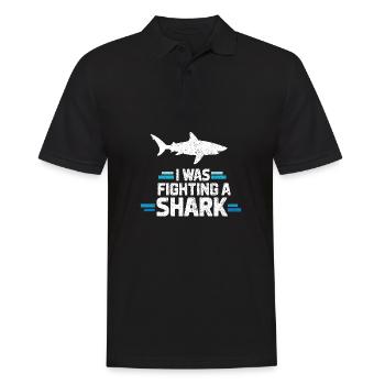 Ich kämpfte gegen einen Hai Lustige Verletzung Witz Sarkasmus - Männer Poloshirt - Schwarz - Vorne - Kai (181cm)