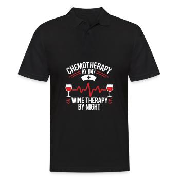 Chemotherapy by day Wine therapy by night Oncology - Men's Polo Shirt - black - Front - Kai (181cm)