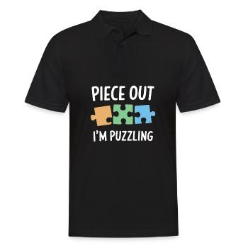 Just one more piece I Promise Funny Jigsaw Puzzle - Men's Polo Shirt - black - Front - Kai (181cm)