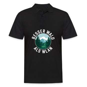 Besser Wald als WLan Natur Camping Wandern Witz - Männer Poloshirt - Schwarz - Vorne - Kai (181cm)