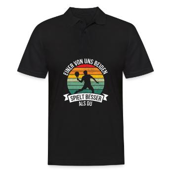One of us plays better than you padel - Men's Polo Shirt - black - Front - Kai (181cm)