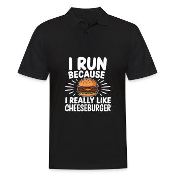 Je cours parce que j’aime beaucoup le Cheeseburger Jogging - Polo Homme - noir - Devant - Kai (181cm)