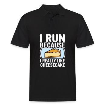 Ich laufe, weil ich Cheesecake Joggin sehr mag - Männer Poloshirt - Schwarz - Vorne - Kai (181cm)