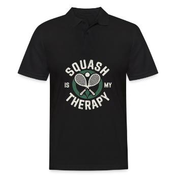 Le squash est ma thérapie Joueur de squash drôle - Polo Homme - noir - Devant - Kai (181cm)
