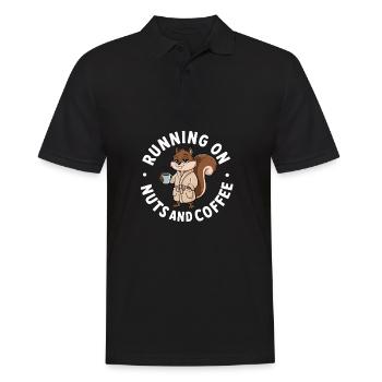 Running on Nuts and coffe funny Squirrel Coffee - Men's Polo Shirt - black - Front - Kai (181cm)