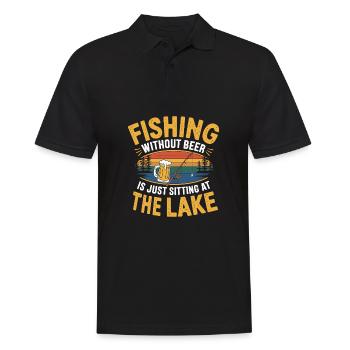 Pêcher sans bière, c’est juste s’asseoir au lac - Polo Homme - noir - Devant - Kai (181cm)