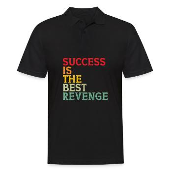 Erfolg ist die beste Rache Moitvational - Männer Poloshirt - Schwarz - Vorne - Kai (181cm)