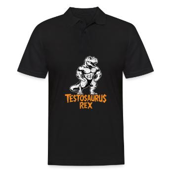 Testosaurus Rex Lustiger Bodybuilder Dinosaurier - Männer Poloshirt - Schwarz - Vorne - Kai (181cm)