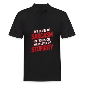 Mon niveau de sarcasme dépend de votre niveau de stupi - Polo Homme - noir - Devant - Kai (181cm)
