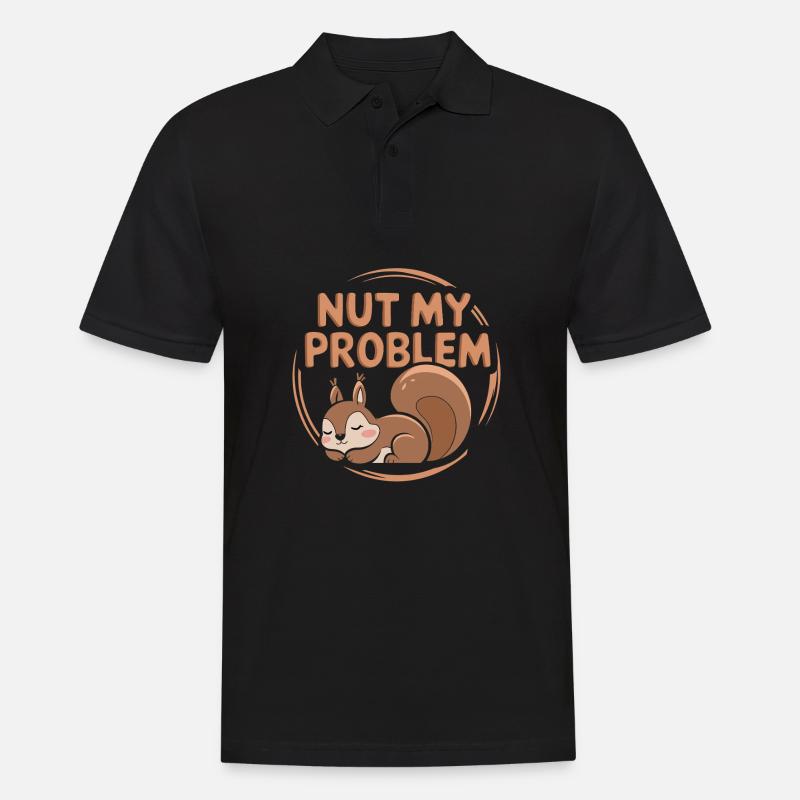 Nuss mein Problem Lustiges Eichhörnchen-Wortspiel - Männer Poloshirt - Schwarz