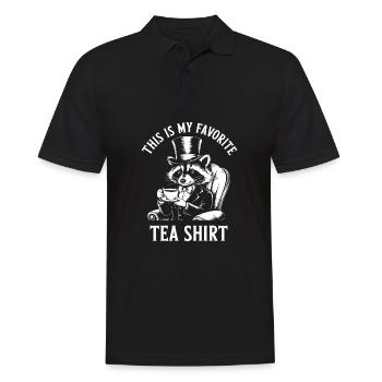 Das ist mein Lieblings-Tee-Shirt Wortspiel Vintage Waschbär - Männer Poloshirt - Schwarz - Vorne - Kai (181cm)