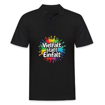 Vielfalt statt Einfalt Statement gegen rechts - Männer Poloshirt - Schwarz - Vorne - Kai (181cm)