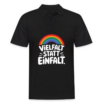 Vielfalt statt Einfalt Statement gegen rechts - Männer Poloshirt - Schwarz - Vorne - Kai (181cm)