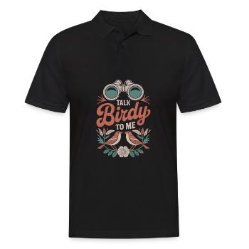 Talk Birdy to me Bird Watcher Jeu de mots Humour - Polo Homme - noir - Devant - Kai (181cm)