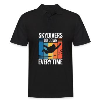 Skydivers Go Down Every Time Funny Parachuting - Men's Polo Shirt - black - Front - Kai (181cm)