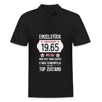 61. GEBURTSTAG 1965 EINZELSTÜCK PREISSCHILD - Männer Poloshirt - Schwarz - Vorne - Kai (181cm)