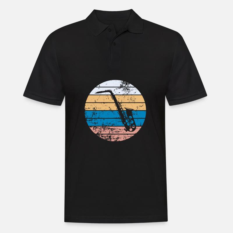 Saxofon - Männer Poloshirt - Schwarz