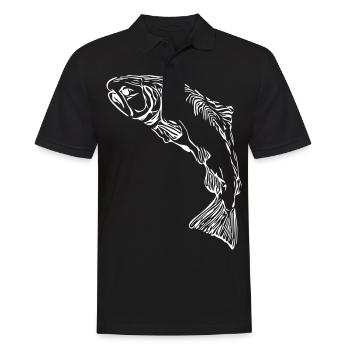 Lachs - Männer Poloshirt - Schwarz - Vorne - Kai (181cm)