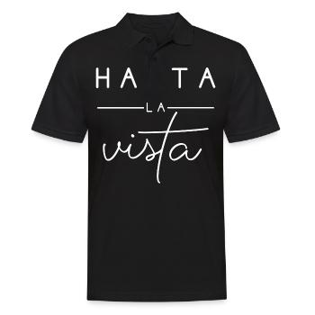 hasta la vista Spruch Spanisch - Männer Poloshirt - Schwarz - Vorne - Kai (181cm)