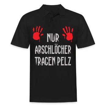 Nur Arschlöcher tragen Pelz - Männer Poloshirt - Schwarz - Vorne - Kai (181cm)