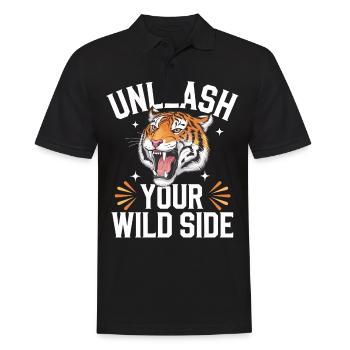 Tiger Tier Zoo Wildtier - Männer Poloshirt - Schwarz - Vorne - Kai (181cm)