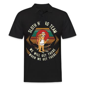 Retro Vintage Sloth Hiking Team We Will Get There - Männer Poloshirt - Schwarz - Vorne - Kai (181cm)