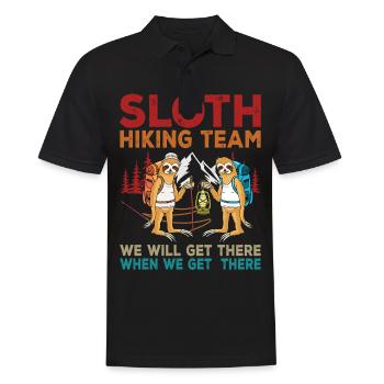 Funny Vintage Sloth Hiking Team We Will Get There - Männer Poloshirt - Schwarz - Vorne - Kai (181cm)