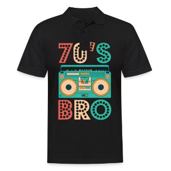 70s Bro Vintage Cassette Shirt 1970s Retro Vintage - Männer Poloshirt - Schwarz - Vorne - Kai (181cm)