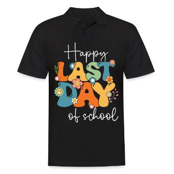Groovy Happy Last Day of School Teacher Students - Männer Poloshirt - Schwarz - Vorne - Kai (181cm)