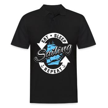 Segler Segelboot Eat Sleep Segeln Repeat - Männer Poloshirt - Schwarz - Vorne - Kai (181cm)