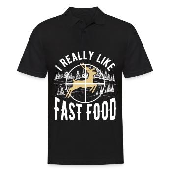 Chasse au cerf Les chasseurs de cerfs mangent plus de fast-food - Polo Homme - noir - Devant - Kai (181cm)