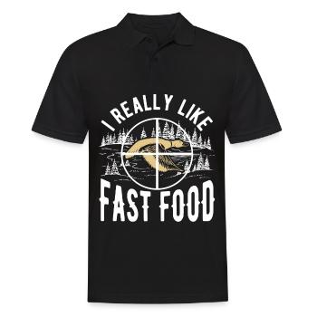 hunting hunters ducks eat more fast food - Men's Polo Shirt - black - Front - Kai (181cm)