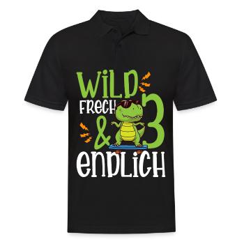 Wild Frech & endlich 3 dritter Geburtstag - Männer Poloshirt - Schwarz - Vorne - Kai (181cm)