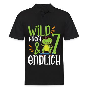 Wild Frech & endlich 7 siebter Geburtstag - Männer Poloshirt - Schwarz - Vorne - Kai (181cm)