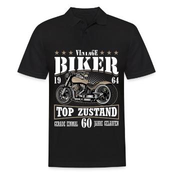 60e anniversaire 1964 motocycliste moto - Polo Homme - noir - Devant - Kai (181cm)