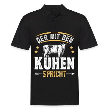 Landwirt Milchbauer Kuhbauer mit Kühen sprechen - Männer Poloshirt - Schwarz - Vorne - Kai (181cm)