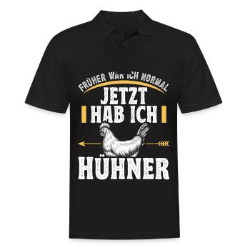 Huhn früher war ich normal jetzt habe ich Hühner - Männer Poloshirt - Schwarz - Vorne - Kai (181cm)