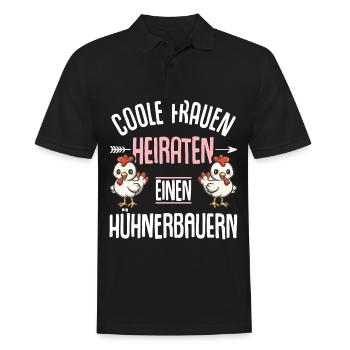 Frau von Hühnerbauer Huhn Hühnerbäuerin - Männer Poloshirt - Schwarz - Vorne - Kai (181cm)