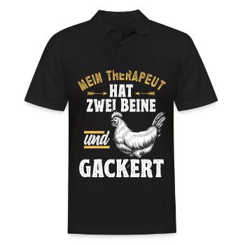 Hühnerbauer Huhn Hühner Therapeut - Männer Poloshirt - Schwarz - Vorne - Kai (181cm)