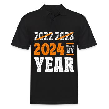 Silvester 2024 Wird Mein Jahr Sein - Männer Poloshirt - Schwarz - Vorne - Kai (181cm)