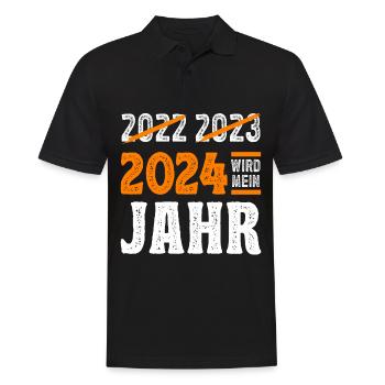 Silvester 2024 wird mein Jahr - Männer Poloshirt - Schwarz - Vorne - Kai (181cm)