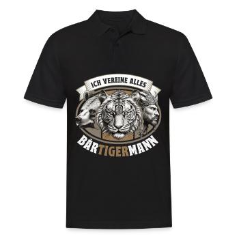 Vikinger Bär Tiger Mann Bärtigermann Wortspiel - Männer Poloshirt - Schwarz - Vorne - Kai (181cm)