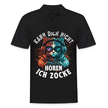 Kann Dich Nicht Hören Ich Zocke Zocker Headset - Männer Poloshirt - Schwarz - Vorne - Kai (181cm)