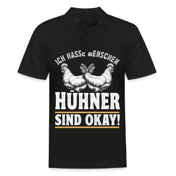 Hühnerbauer Huhn Ich hasse Menschen Hühner sind ok - Männer Poloshirt - Schwarz - Vorne - Kai (181cm)