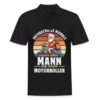 Motorroller Motorroller-Fahrer Rollerfahrer - Männer Poloshirt - Schwarz - Vorne - Kai (181cm)