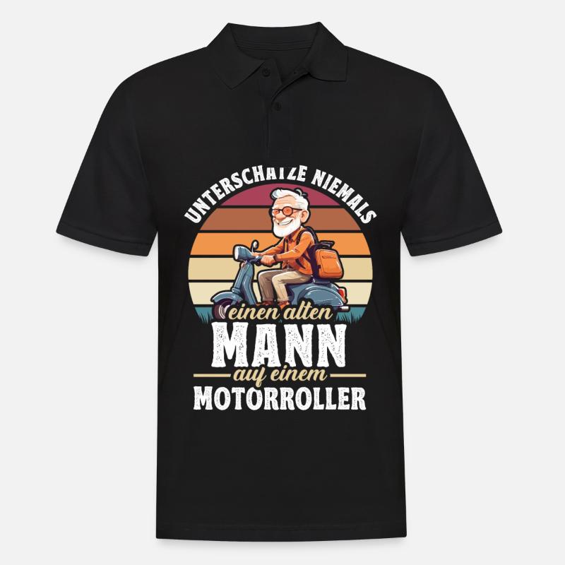 Motorroller Motorroller-Fahrer Rollerfahrer - Männer Poloshirt - Schwarz