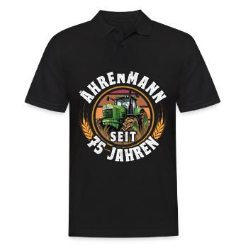 Ährenmann Traktor 75 Geburtstag - Männer Poloshirt - Schwarz - Vorne - Kai (181cm)