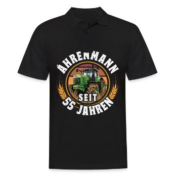 Ährenmann Traktor 55 Geburtstag - Männer Poloshirt - Schwarz - Vorne - Kai (181cm)
