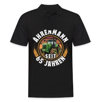Ährenmann Traktor 65 Geburtstag - Männer Poloshirt - Schwarz - Vorne - Kai (181cm)